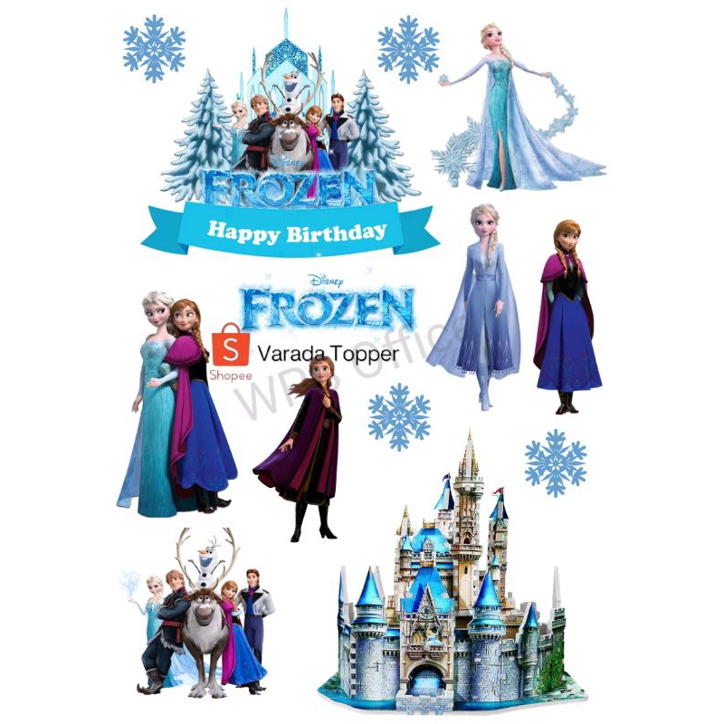 Topper Cake Tema FROZEN Free Request Nama/Hiasan Kue Ultah FROZEN