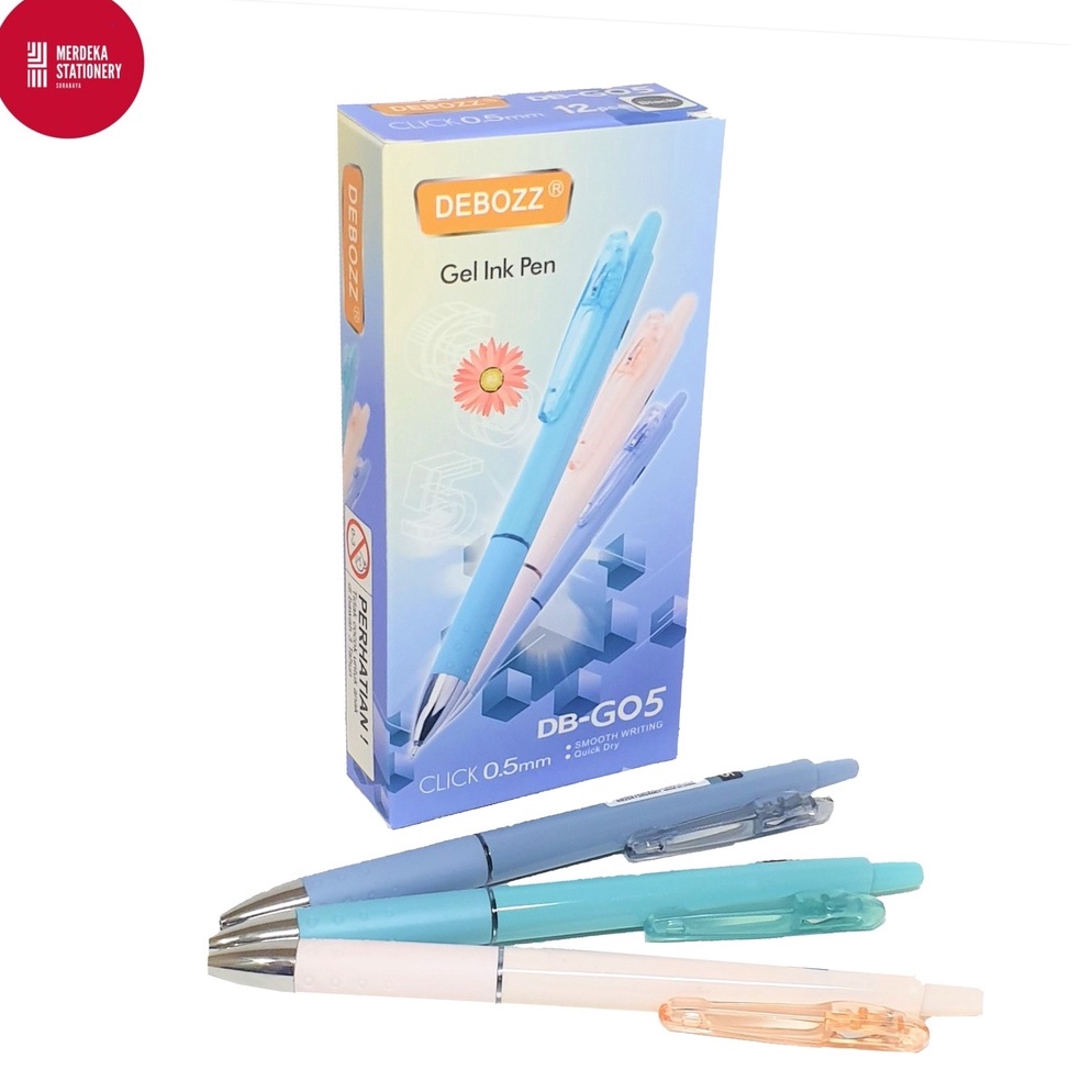 

Jaman Now.. (ISI 12)Pulpen/Bolpen/Ballpoint/Ballpen Gel Cetekan/Click Debozz DB-G05 0.5 mm ZEB