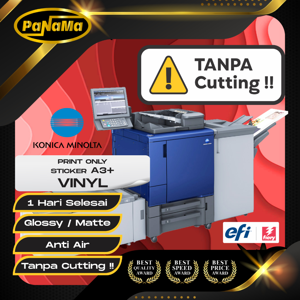 

Print Sticker Vinyl / Transparan A3+ TANPA Cutting! Cetak Stiker Label