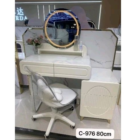 Meja Rias LED Granite Table Top Vanity White Dressing Table