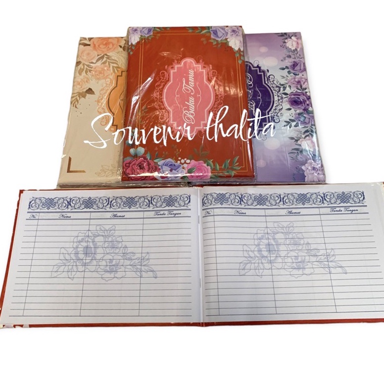 

8.8 sale 2 BUKU TAMU MOTIF BUNGA UNTUK 500 NAMA