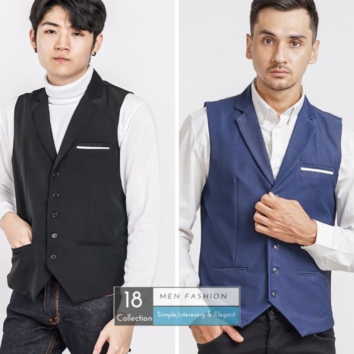 Terlaku. [PREMIUM] Vest Formal Pria Kerah Collar Lapel.