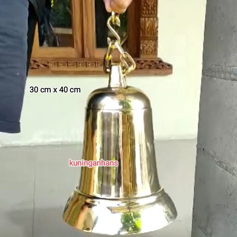 bel lonceng rantai kuningan 40 cm / lonceng kuningan besar