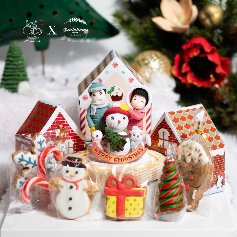 Christmas Hampers Natal Handmade Custom Figur Clay Buatan Kerajinan Tangan Premium Snow Globe Cookie