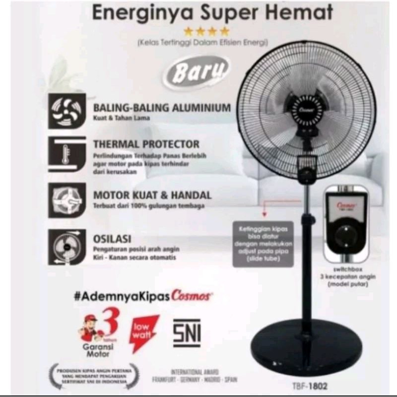 Kipas angin berdiri cosmos 18" besi TBF 1802