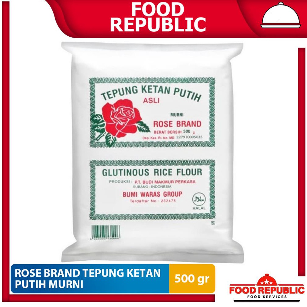 

100 TEPUNG KETAN PUTIH MURNI ROSE BRAND 500 GR - TEPUNG ORIGINAL HALAL MUI 49