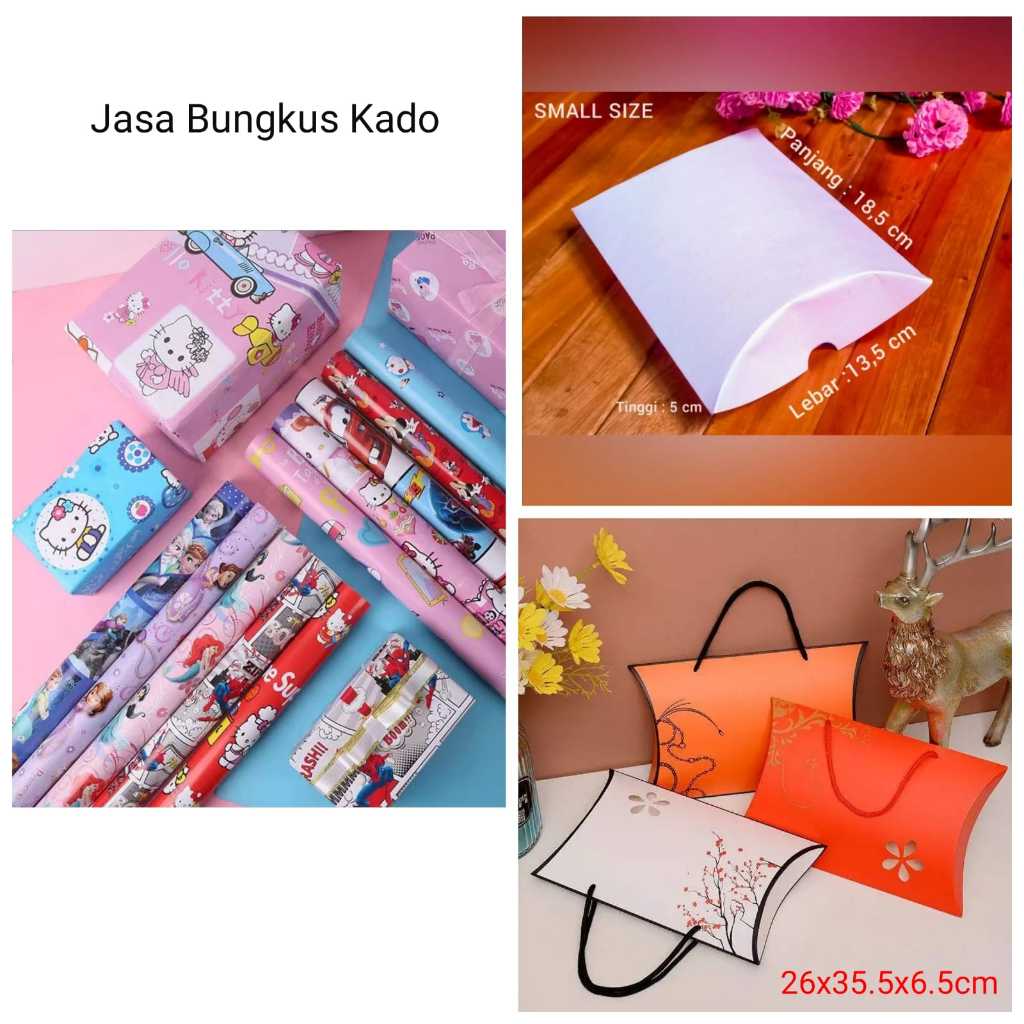 

BACA DESKRIPSI Jasa bungkus kado /Gift wrap /box / Gift box /kertas kado / kotak kado