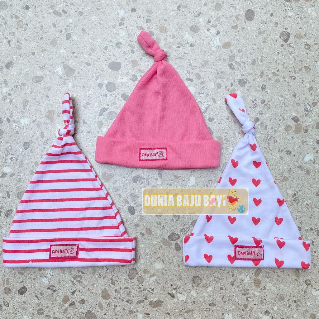 3 PCS Kupluk Bayi Topi Bayi Kupluk Pink Motif Lucu Kupluk Bayi Baru Lahir DUNIA BAJU BAYI