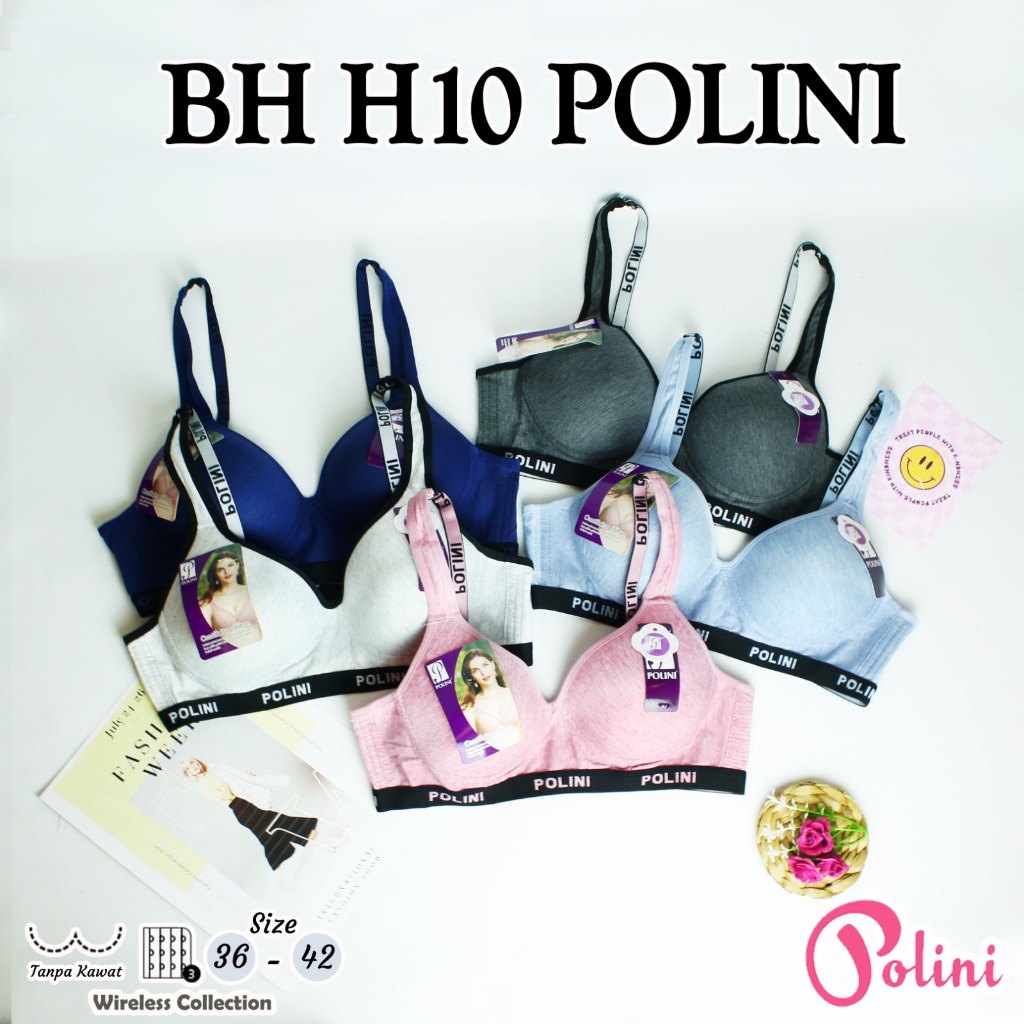 POLINI BRA Tanpa Kawat Busa Tipis Cup B  36-42 Kait 3 / No.H10