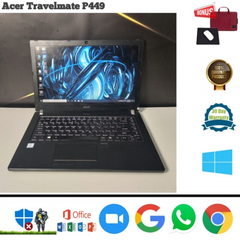 Laptop Acer Travelmate P449 G3M Core i5 gen 8 Ram 8gb SSD 512gb Win 10 pro 64 bit - Siap Pakai