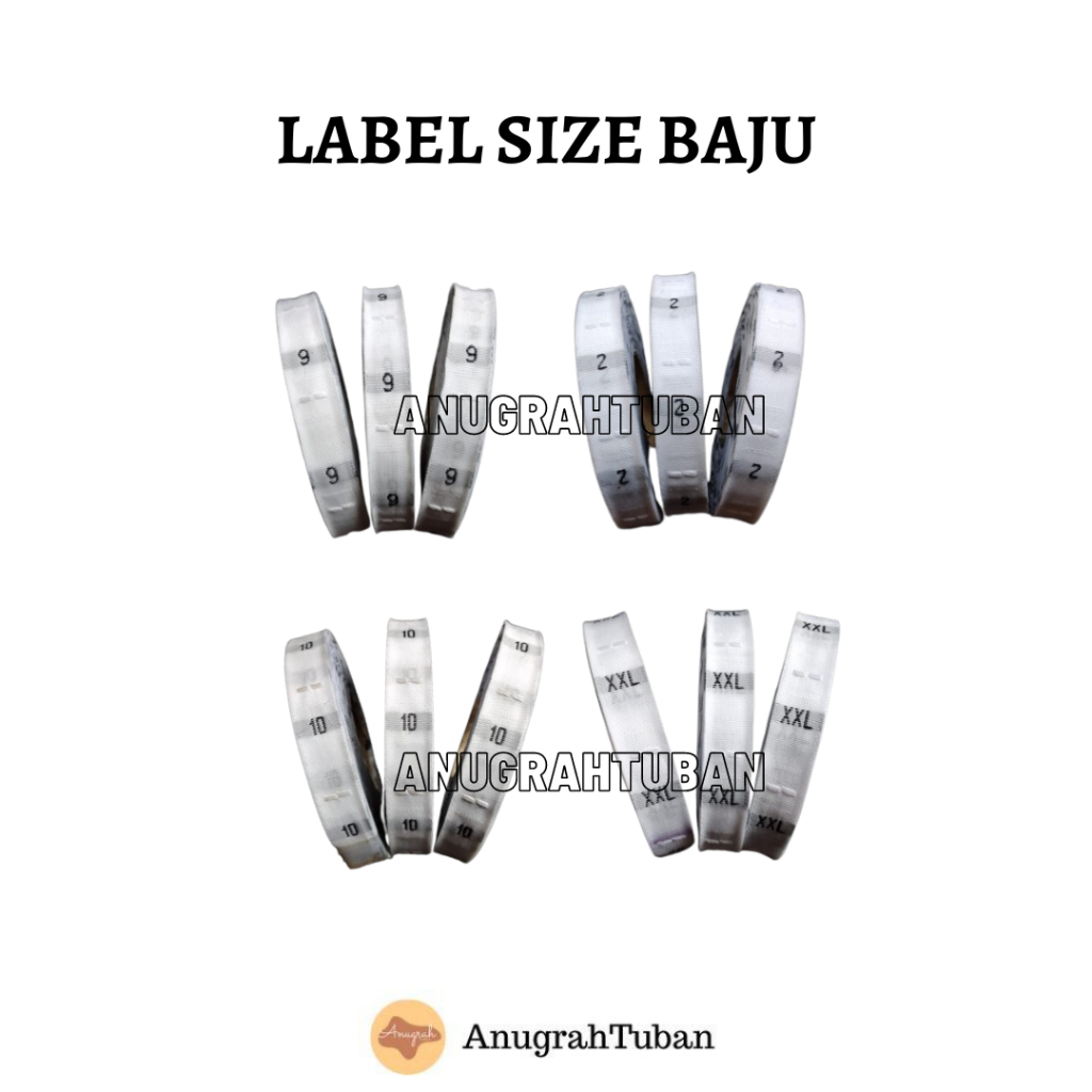 

Label Size Baju / Ukuran Baju / Label Pakaian Woven Rajut Polyester Putih