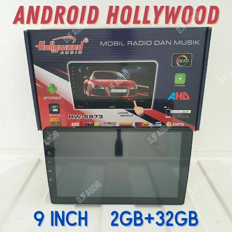 Head Unit Android Hollywood HW 6973 - 9 Inch 9" Ram 2GB - 32GB Double Din Tape Audio Mobil