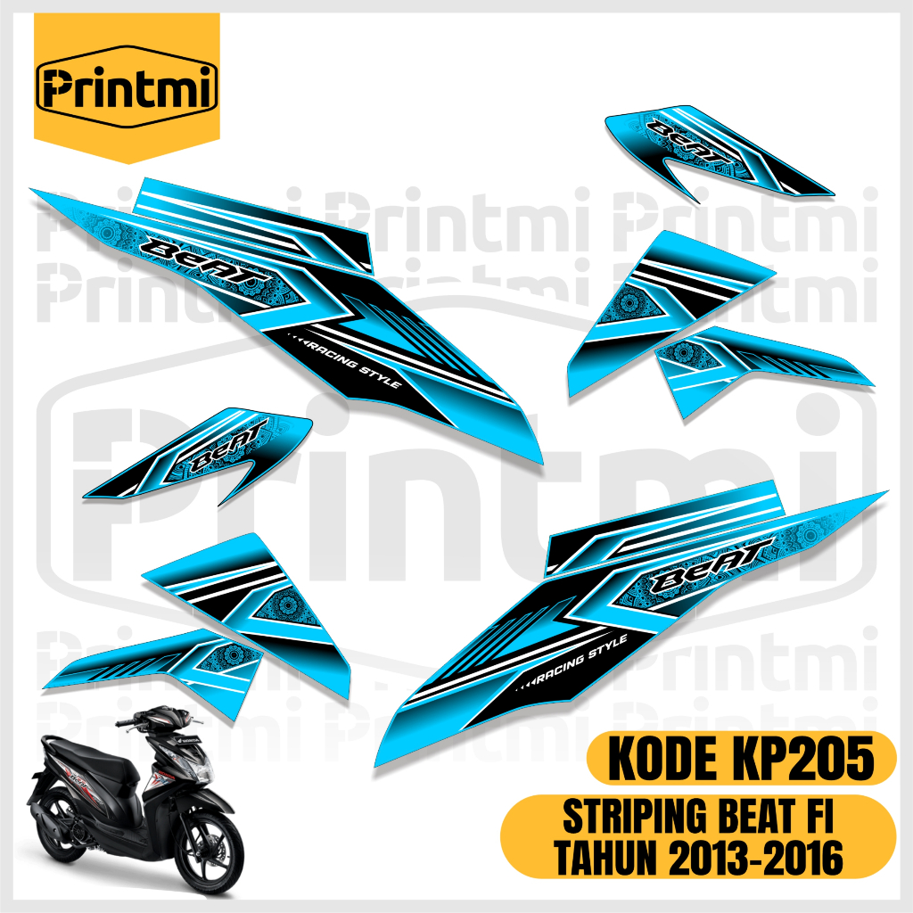 Printmi Striping Stiker Motor Beat FI 2013 2014 2015 2016 Simple Variasi List Modifikasi KP205