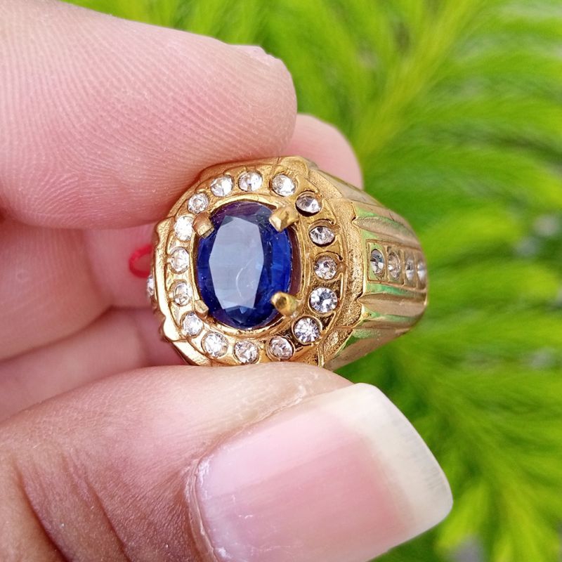 Cincin Batu Natural Royal Blue Sapphire / Safir Australia Kyanite