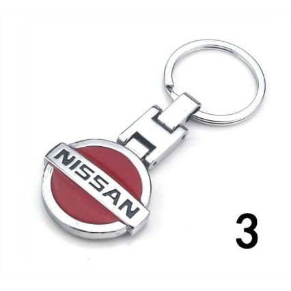 GANTUNGAN KUNCI MOBIL 3D LOGO NISSAN BAHAN METAL STAINLESS STEEL MERAH