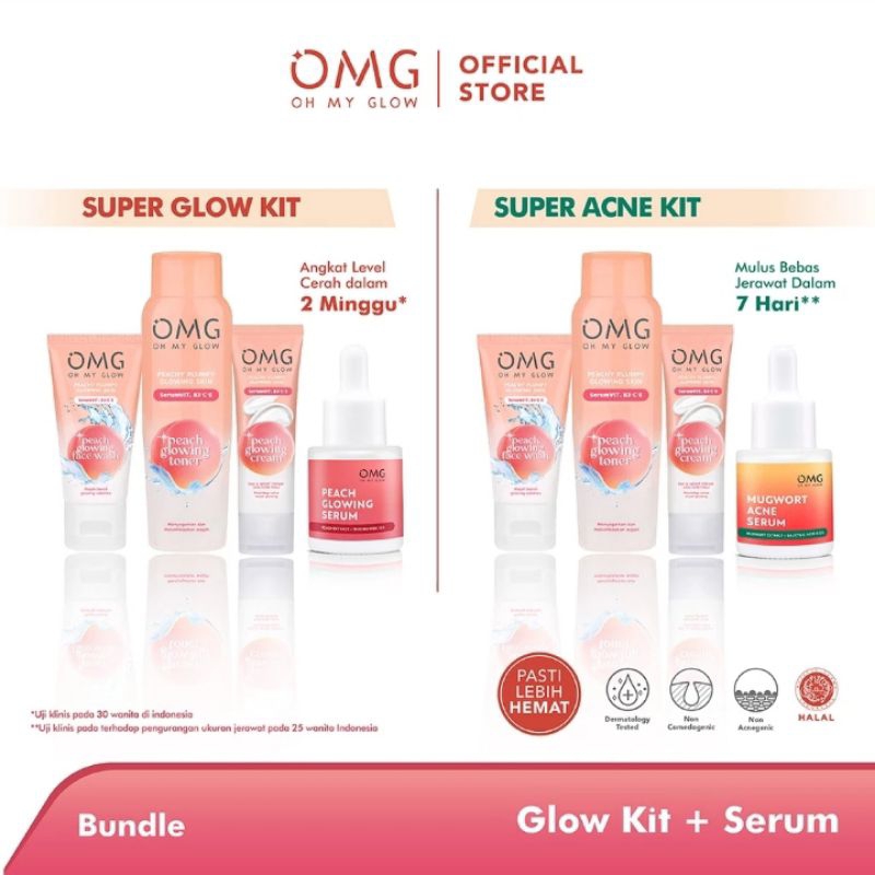 SKINCARE OMG OH MY GLOW PEACH GLOWING SET FACE WASH OMG | TONER PEACH GLOWING OMG | CREAM PEACH GLOW