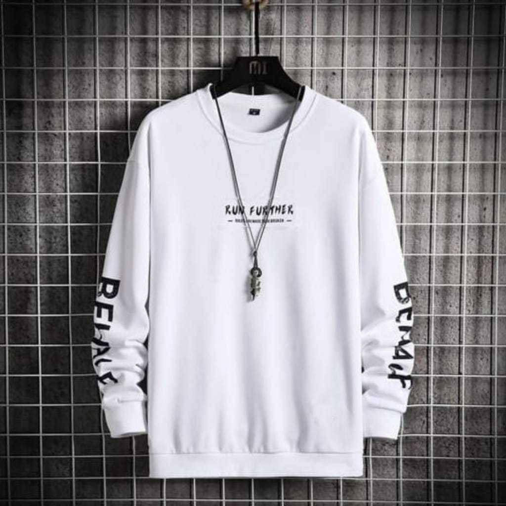 Kaos Pria Lengan Panjang CREWNECK RUN FUTER BAJU RUN FURTHER
