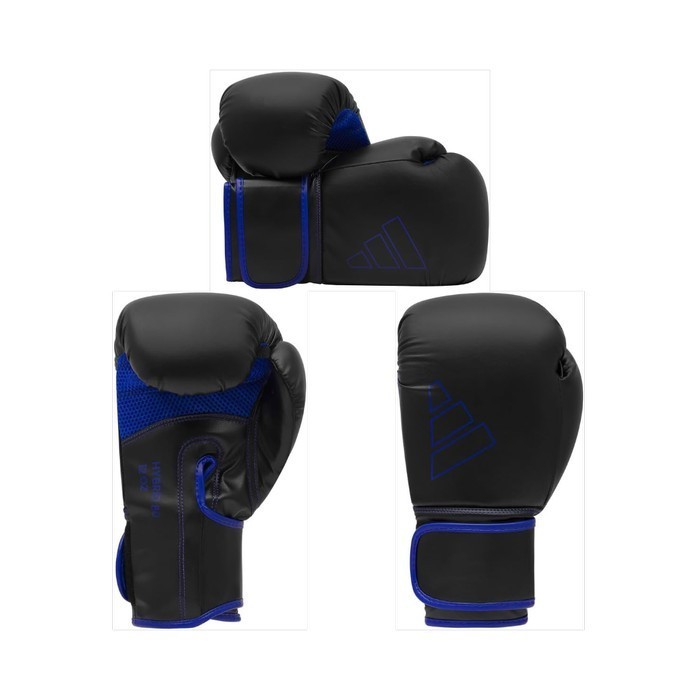 Sarung Tinju Muaythai 10 Oz Adidas Hybrid 80 Black Blue