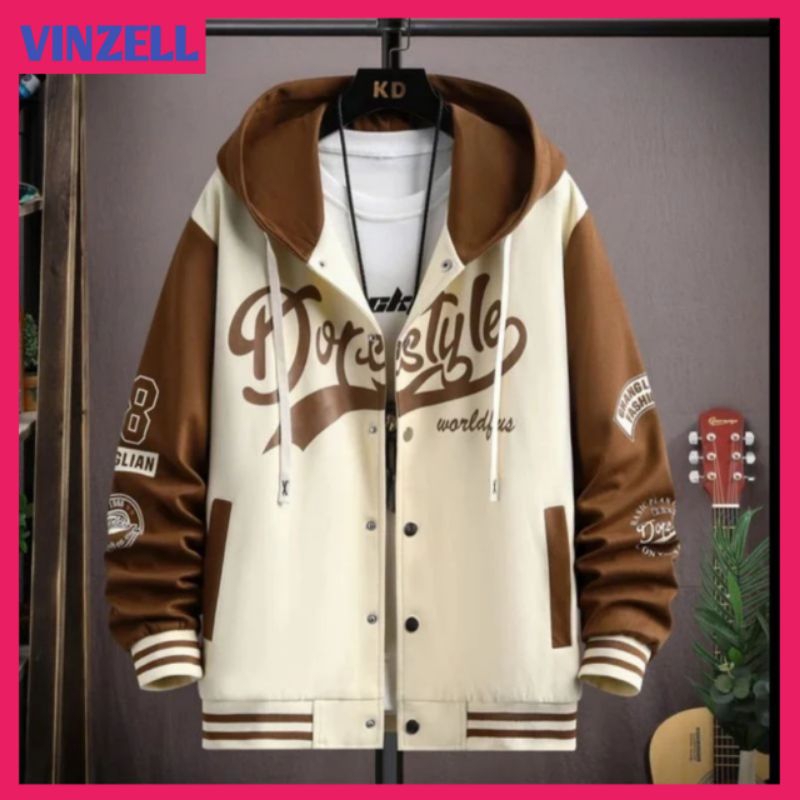 JAKET BASEBALL VARSITY HOODIE (S-XXXXXL-6XL) DORESTYLE LOGO OVERSIZED JAKET VARSITY KANCING BOMBER U