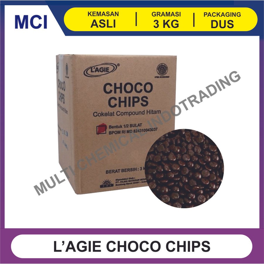 

CHOCO CHIPS COKLAT LAGIE CHOCOCHIPS 1/2 BULAT 3 KG - 1 DUS 4 BOX