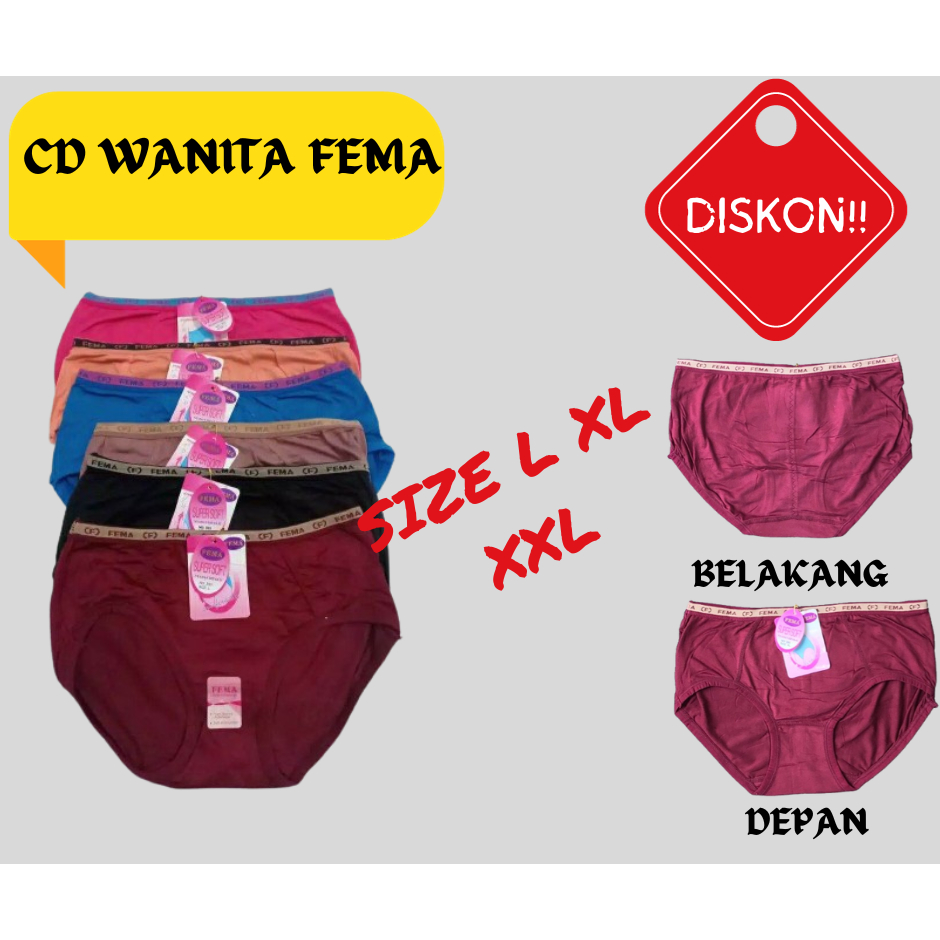 CELANA DALAM WANITA DEWASA JUMBO FEMA SIZE 3L/XXL ✈