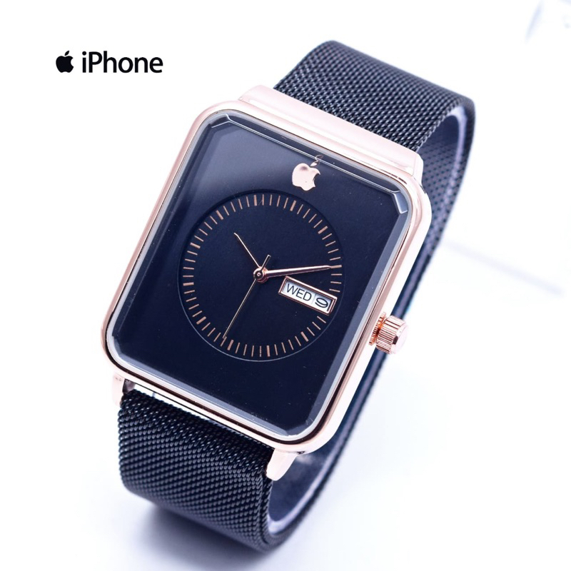 ( BISA COD ) JAM TANGAN PRIA WANITA IPHON3 RANTAI PASIR TANGGAL HARI AKTIF TERLARIS