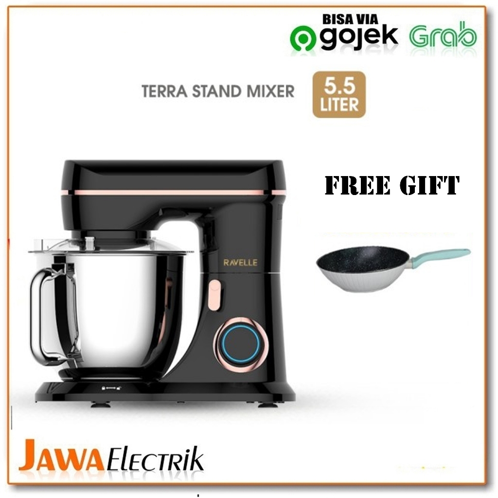 RAVELLE Stand Mixer 5.5L Terra Electric Mixer - Platinum Black