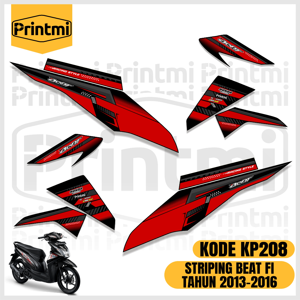 Striping Stiker Motor Beat Fi 2013 2014 2015 2016 Variasi List Skotlet Printmi KP208