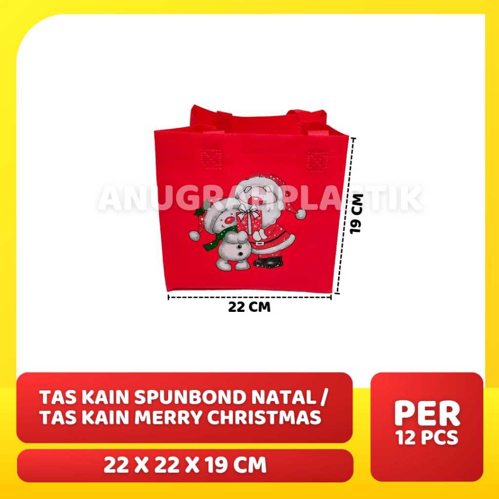 

Tas Kain Spundbond Natal / Goodie bag MERRY CHRISTMAS Kekinian PER LUSIN
