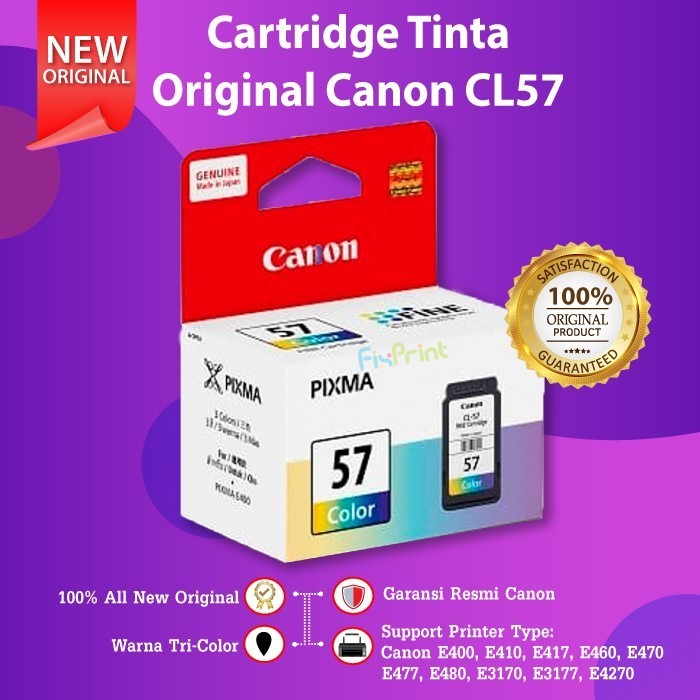 Fine Cartridge Canon cl-57 color for printer e3170 e410 e400 e417 e460 e470 e477 e480 e4270 e3370 e3470 - Tinta cl57 warna colour