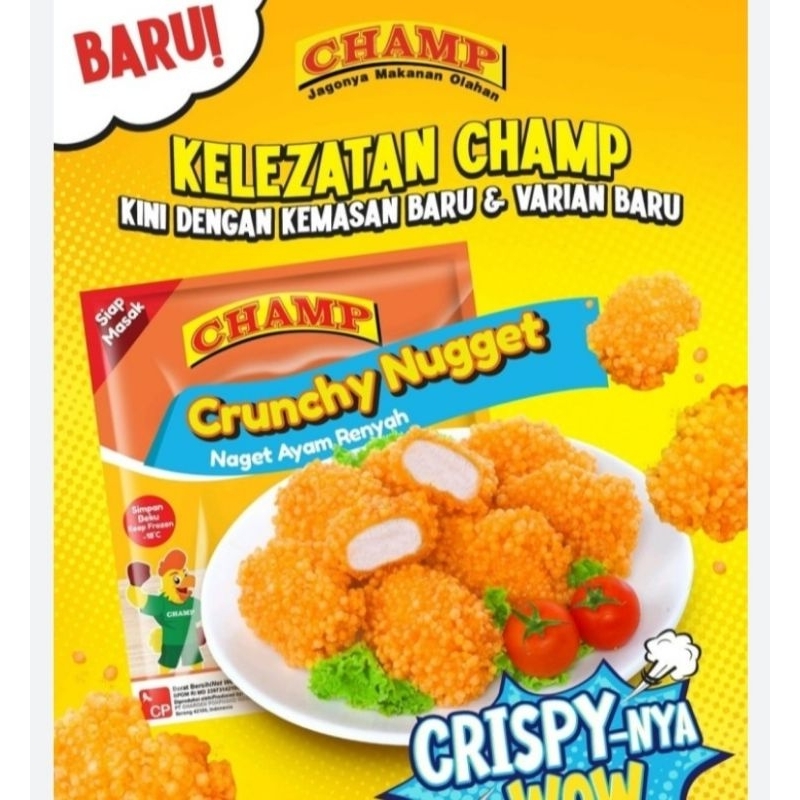 

Champ Nugget Ayam Crispy / Naget Ayam / Crunchy Chicken Nugget | Berat Bersih 450gr