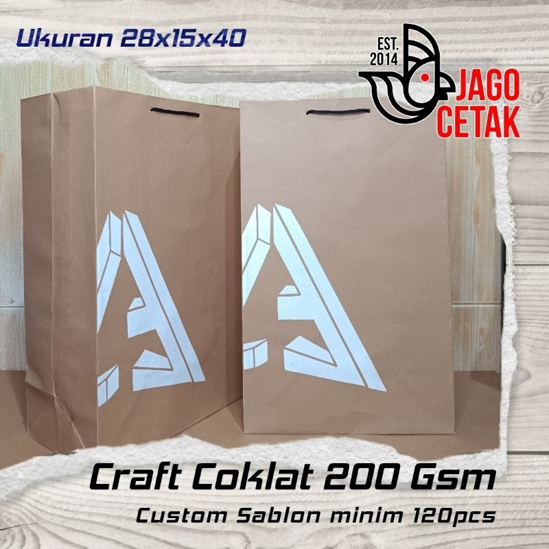 

Paperbag sablon ukuran 28x15x40, dus sepatu,
