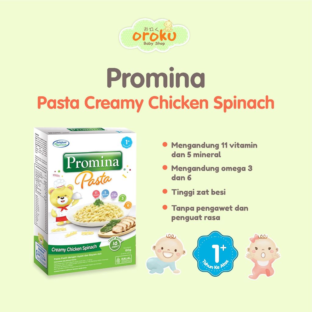 PROMINA PASTA CREAMY CHICKEN SPINACH / PASTA ANAK