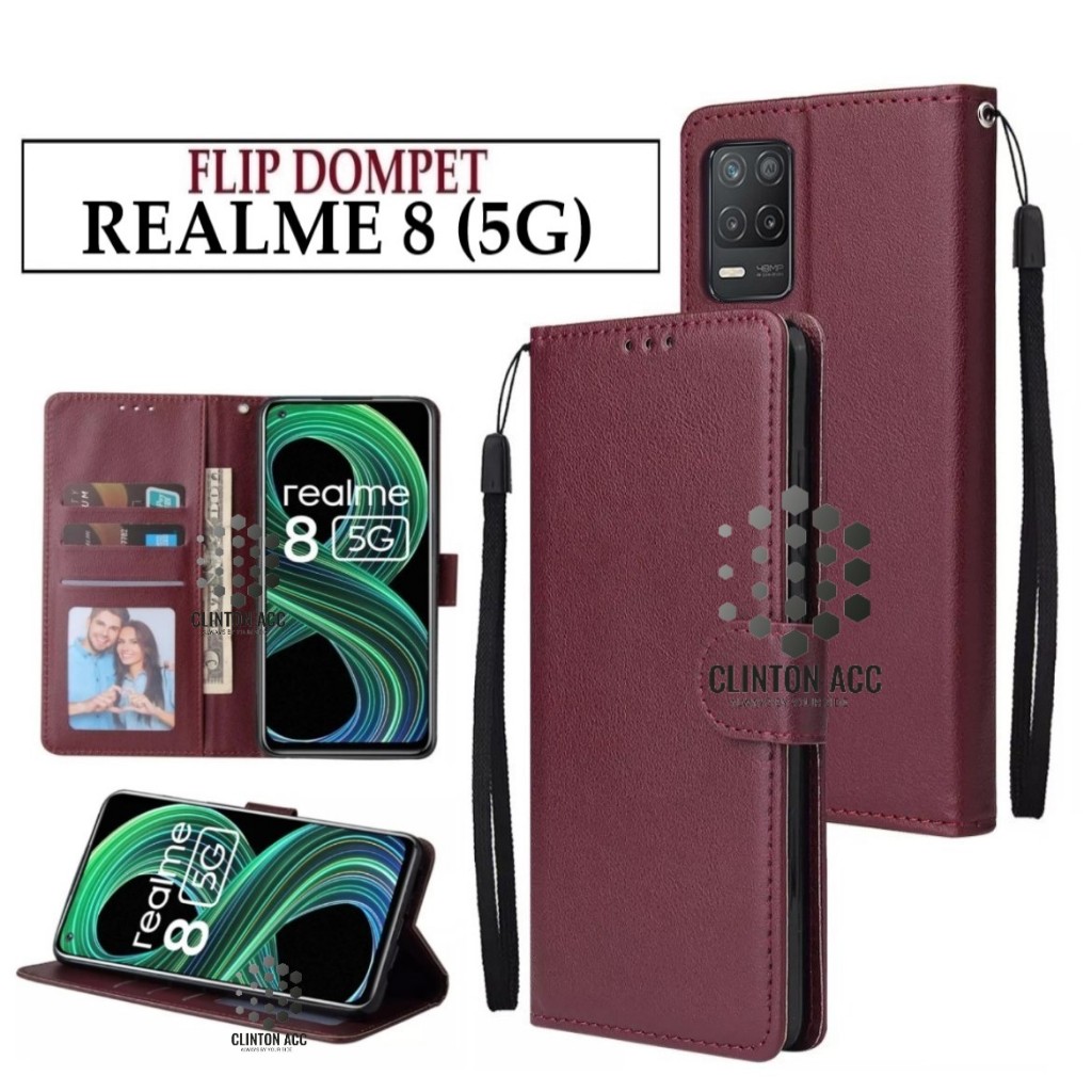 CASE HP REALME 8 5G FLIP WALLET LEATHER DOMPET KULIT SOFTCASE PREMIUM FLIP COVER SARUNG BUKA TUTUP F