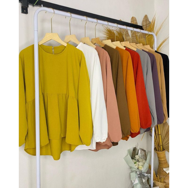 Fenia blouse crinkle premium | Atasan kemeja crinkle premium