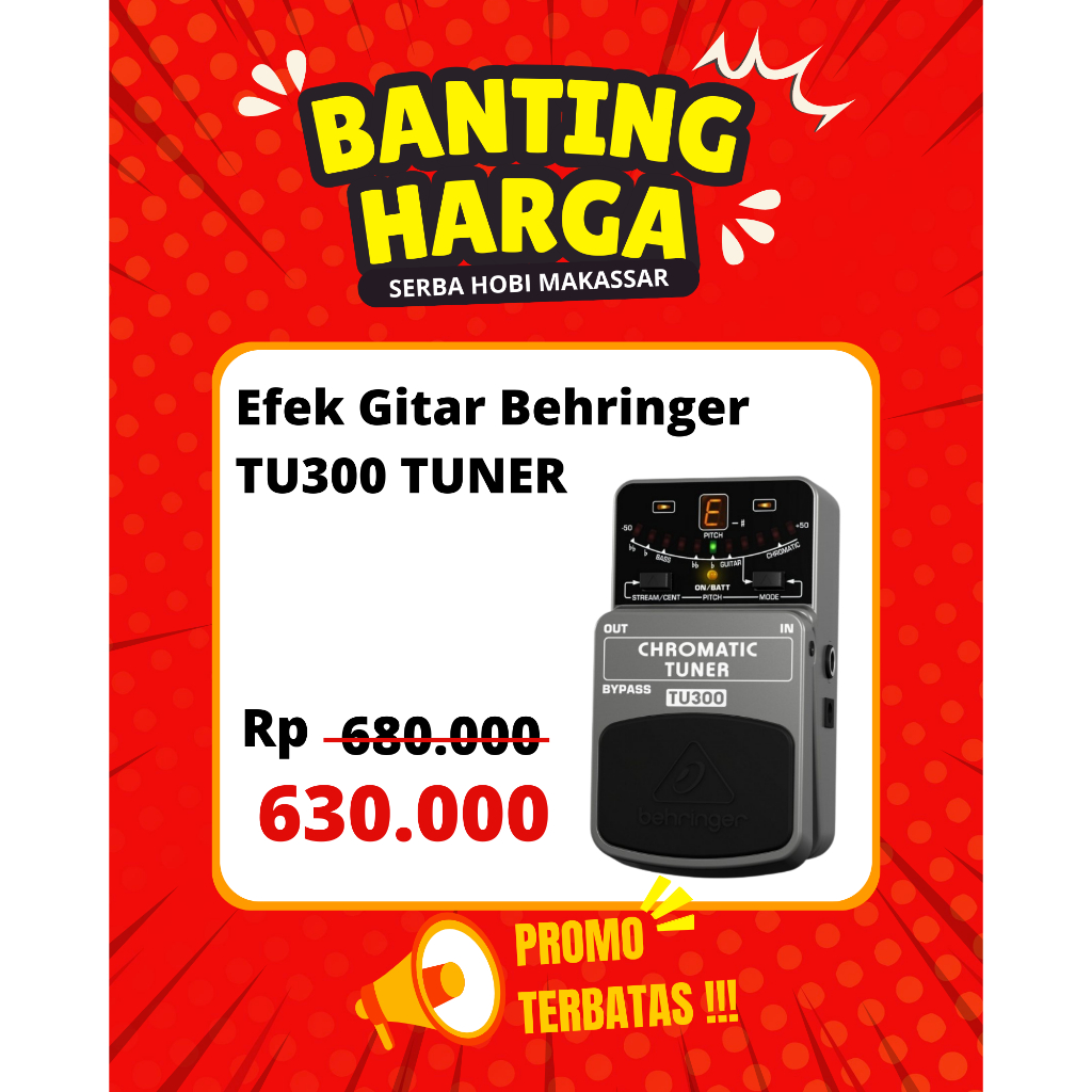 Efek Pedal Behringer TU300 Ultimate Gitar/Bass Tuner Stombox