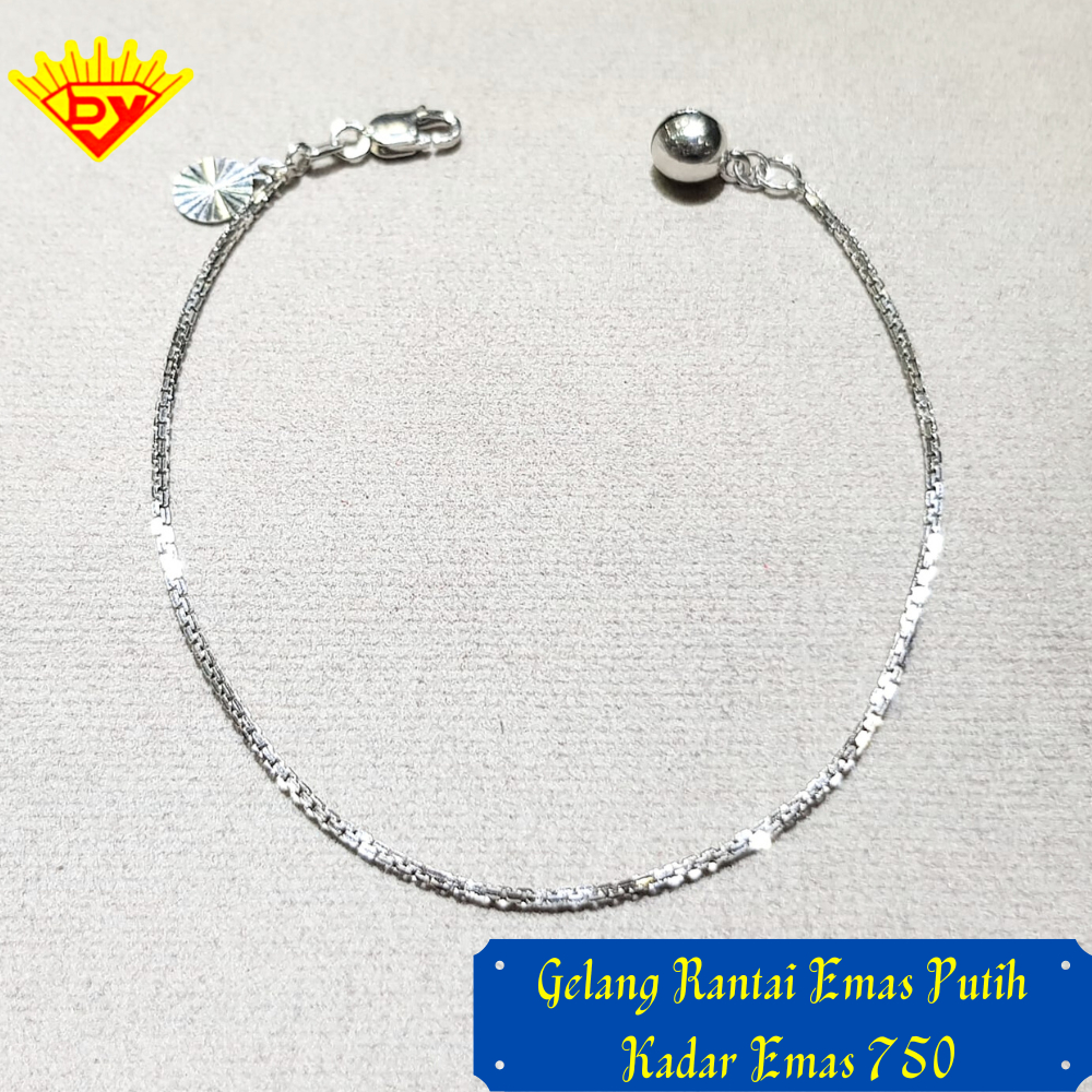 Gelang Rantai Emas Putih 674 Kadar Emas 750