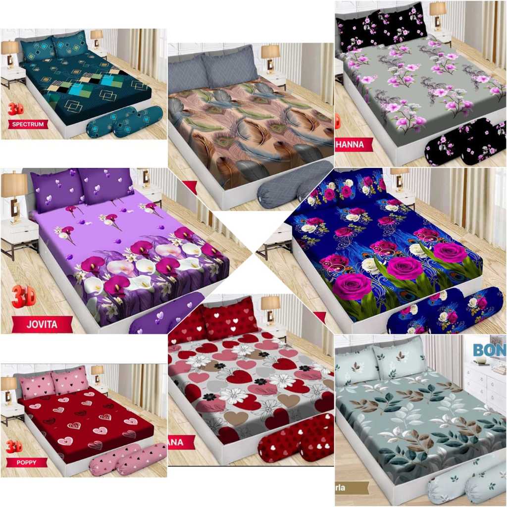 BONITA LUXURY - Sprei/Seprai Selip B4 KING SIZE Tinggi 25cm Motif Full Print | 180x200x25 Kasur No 1