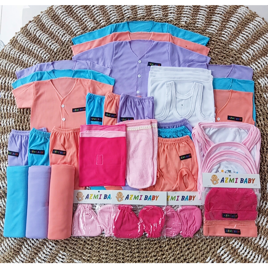 40 Pcs Satu Set Perlengkapan Baju Bayi Celana Bayi Baru Lahir Komplit 100% Premium