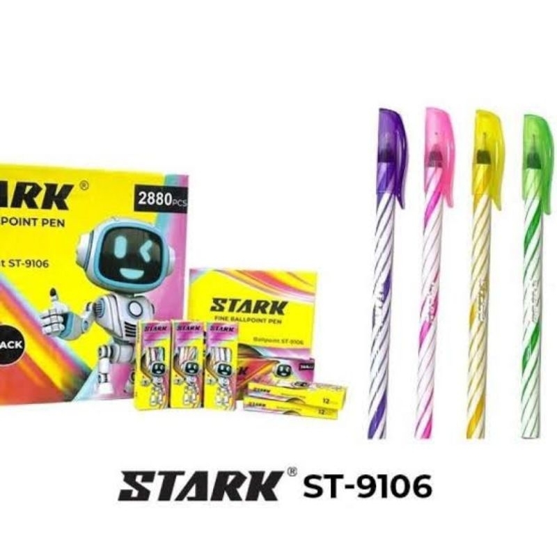 

[1 BOX ISI 12 PCS] | Pulpen Lilin Merek Stark / Pulpen Tulis Murah