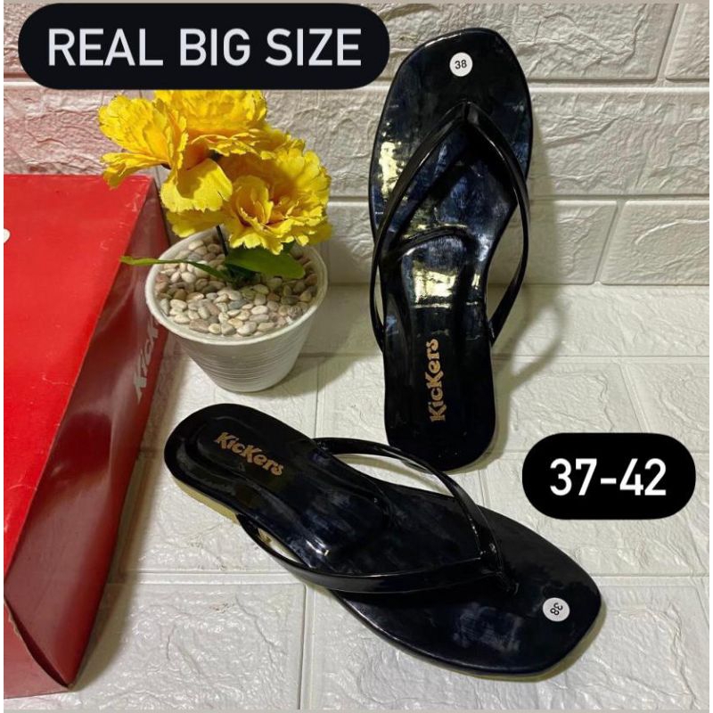 COD Sandal Wanita Big Size Flat RemajaTali Japit Simpel Sandal Wanita Ukuran 37-42