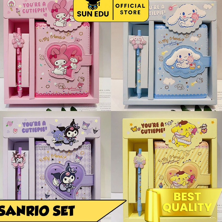 

2 in 1 Gift set notebook sanrio magnet/ Buku tulis cute kuromi cinnamorol