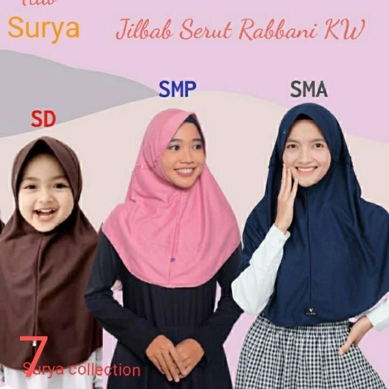 Kerudung Rabbani Kw /Jilbab Sekolah Jilbab Serut SD SMP SMA