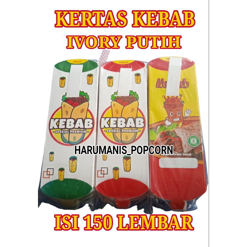

150 Lembar dus kebab / Kertas kebab / Kemasan kebab ivory putih