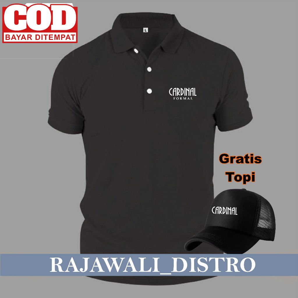 Baju Polo Pria Cardinal Formal Little Putih ( Bonus topi ) Polo Distro Cowok Cewek