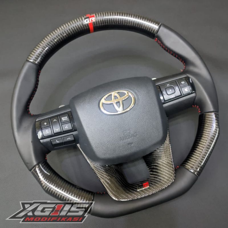 setir stir steer fortuner carbon gr original full set 2016-2023 karbon kevlar asli / steering wheel 