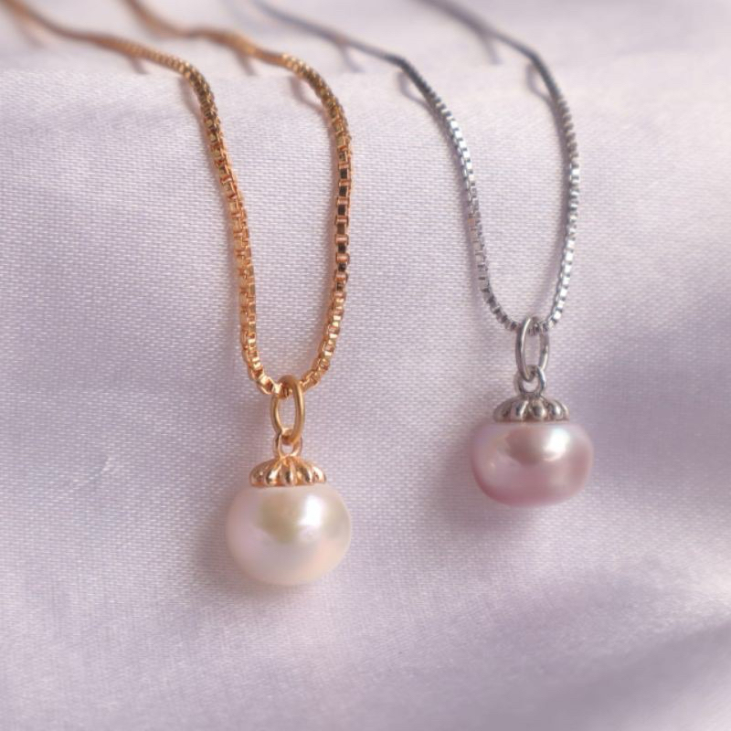 Kalung liontin mutiara lombok || kalung rhodium mutiara air tawar asli lombok