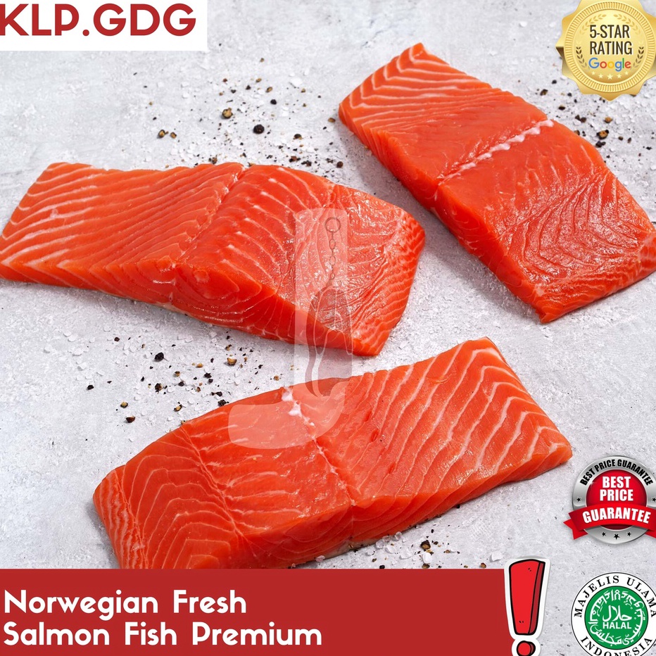 

QZWN4997 Dijamin Ori Ikan Salmon Norwegian Fresh Slice Fillet Fish 200gr - KLP GADING