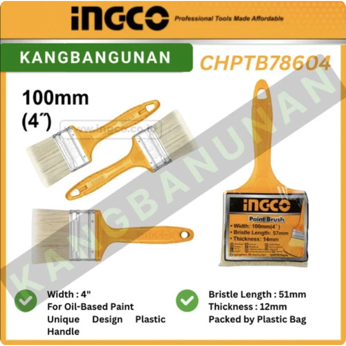 

Kuas Cat 4 inch / Kuas Gagang 4 " / Paint Brush 4" INGCO CHPTB78604