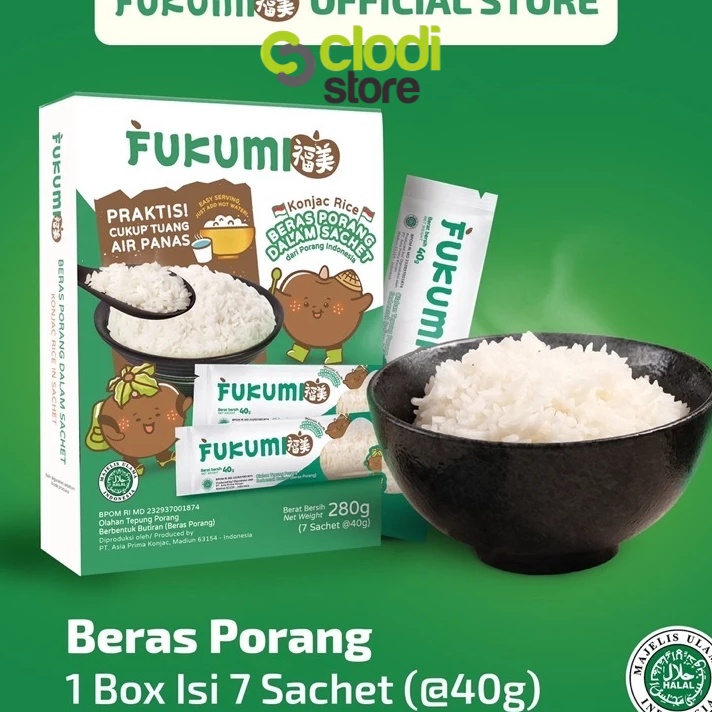 

RXXZ6546 [PROMO SALE!!!] FUKUMI Beras Porang Box Sachet - Shirataki/Konjac Rice beras diet / beras rendah kalori 7 sachet